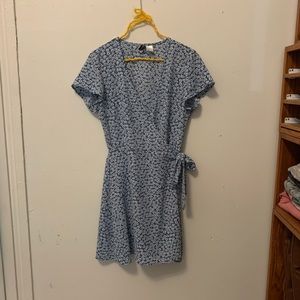 H&M Blue Floral Wrap Dress